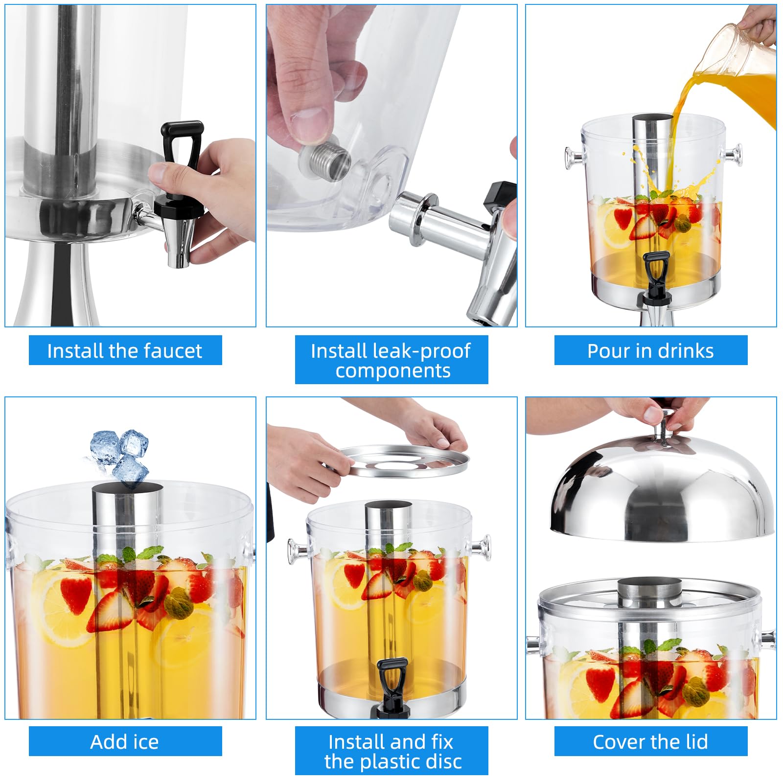 Dispensador de jugos con tubo de hielo central